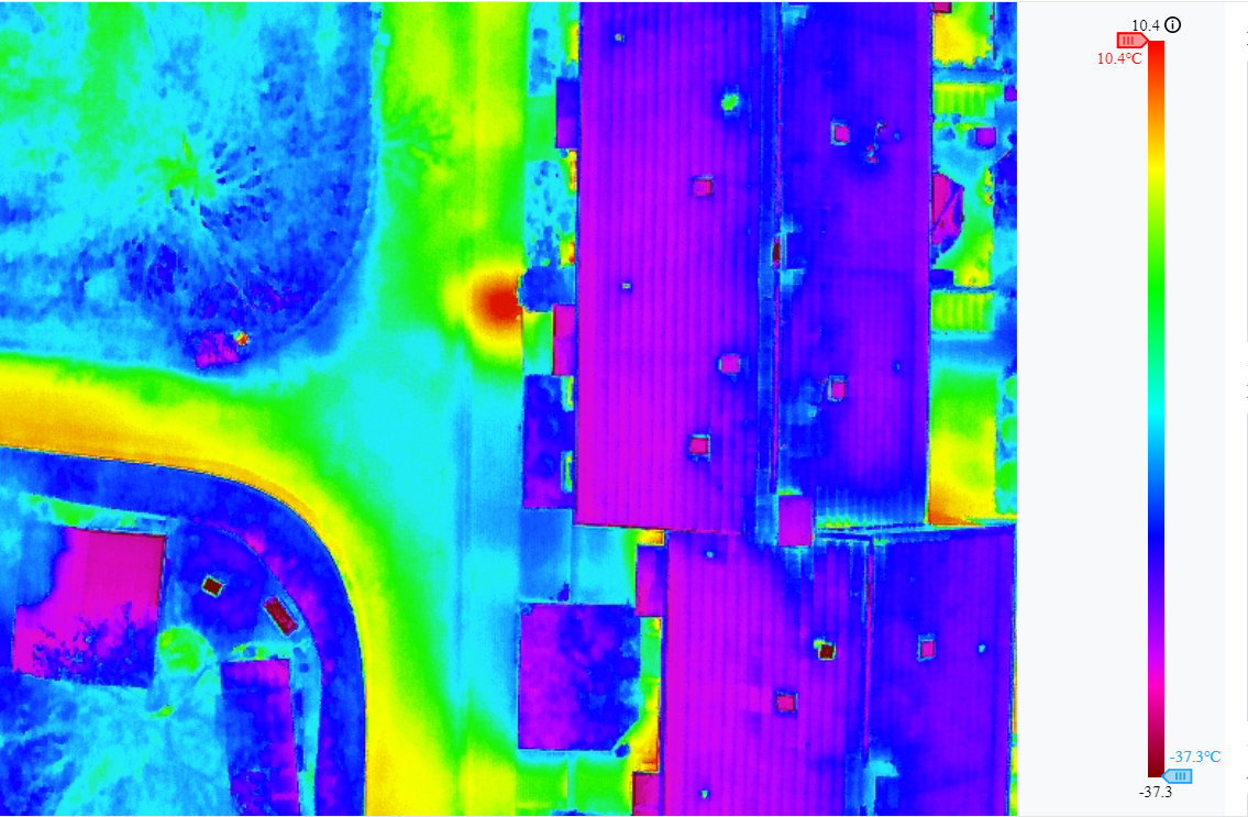 W&auml;rmebild in Falschfarben eines erfassten Trassenabschnitts in Soest